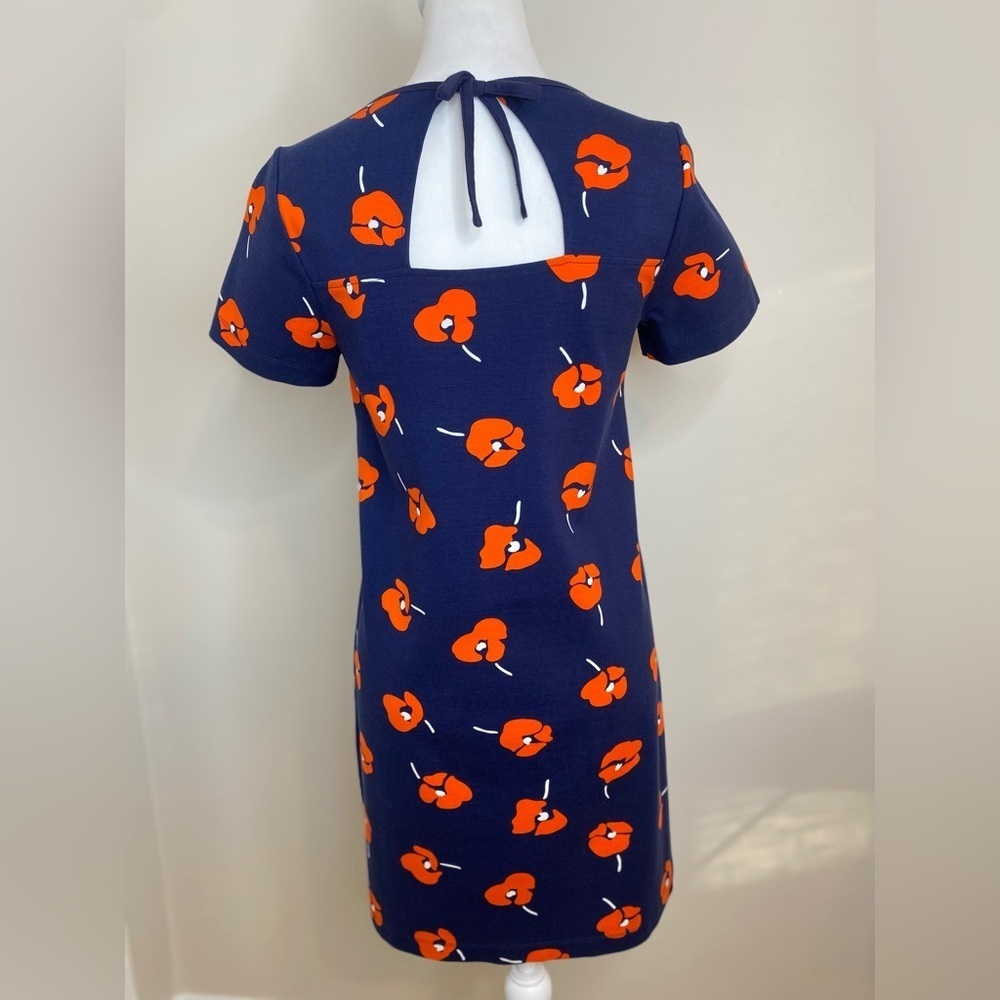 Draper James Poppy Ponte Shift Dress Navy Red Floral Size XS - Picture 7 of 13